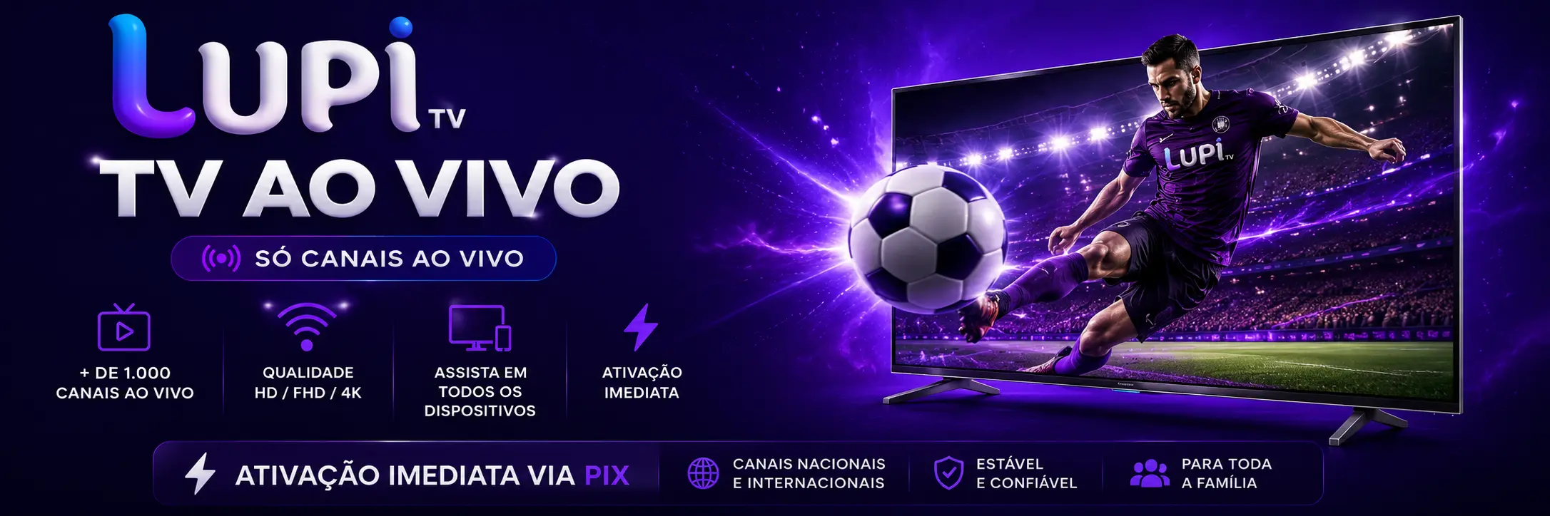 Recarga LUPITV Brasil para TV online e futebol ao vivo