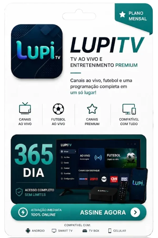 LUPITV TV ao vivo 365 dias LUPITV plano Anual para TV ao vivo