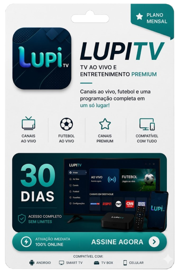 LUPITV TV ao vivo 30 dias LUPITV plano mensal para TV ao vivo